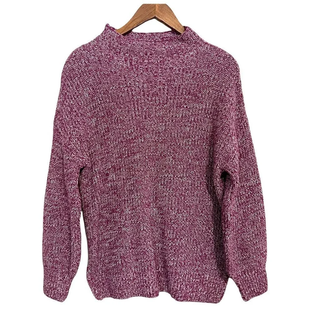 Cupcakes and Cashmere Women's NWT Pink Chunky Knit Balloon Mock Sweater Medium